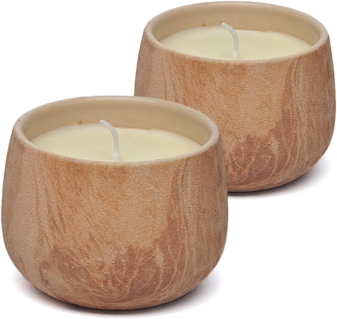 Aria Home Floral Scented Ceramic Candle Set of 2 Large 16 oz Terra Cotta Jar Clean Burning Home Fragrance Rustic Decor & G...