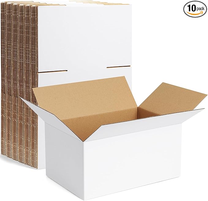 Famagic 10 Pack 10x7x5 Inch Small Shipping Boxes White Corrugated Cardboard Boxes Mailer for Small Business, Mailing Boxes...
