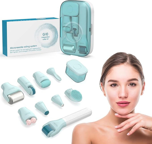 ANPODE 10 in 1 Derma Roller Kit for Face and Body-Face Roller&Face Brush，0.25mm Microneedling Pen MicroneedleRoller, Facia...