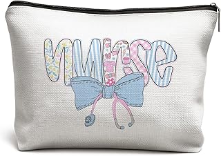DOFQZ Nurse Gifts Makeup Bag,Coquette Bow Nurse Flower Cosmetic Bag Graduation Appreciation Week Day Gifts for Women,Nursi...