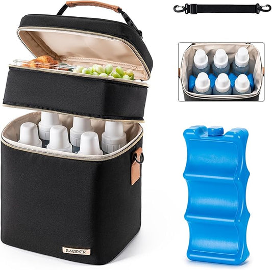 BABEYER Breastmilk Cooler Bag with Ice Pack Fits 6 Baby Bottles Up to 9 Ounce