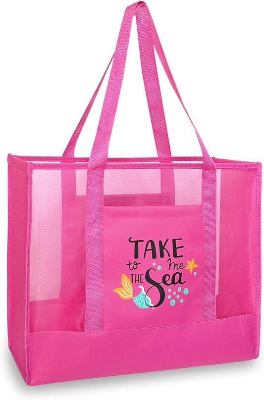 hsmyank Reusable Large Beach Bags With 2 Pockets & Zipper, Lightweight Beach Tote for Poolside, Trip/swim
