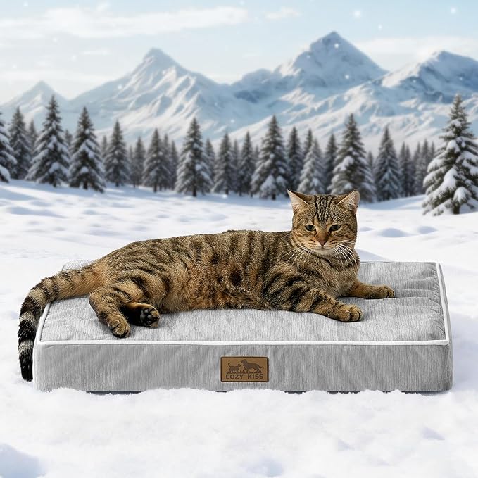 COZY KISS Cooling Dog Bed for Crate, Waterproof Dog Crate Mat with Removable Washable Cover, Orthopedic Egg Crate Foam Sup...