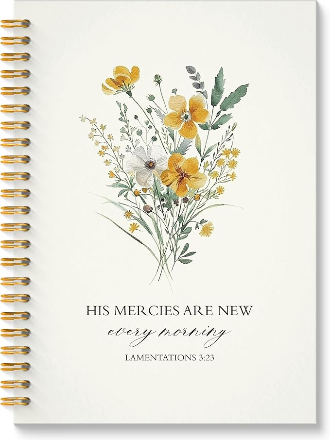 ROXMART Floral Christian Glitter Spiral Notebook, His Mercies Are New Every Morning Bible Journal, Christian Gifts for Wom...