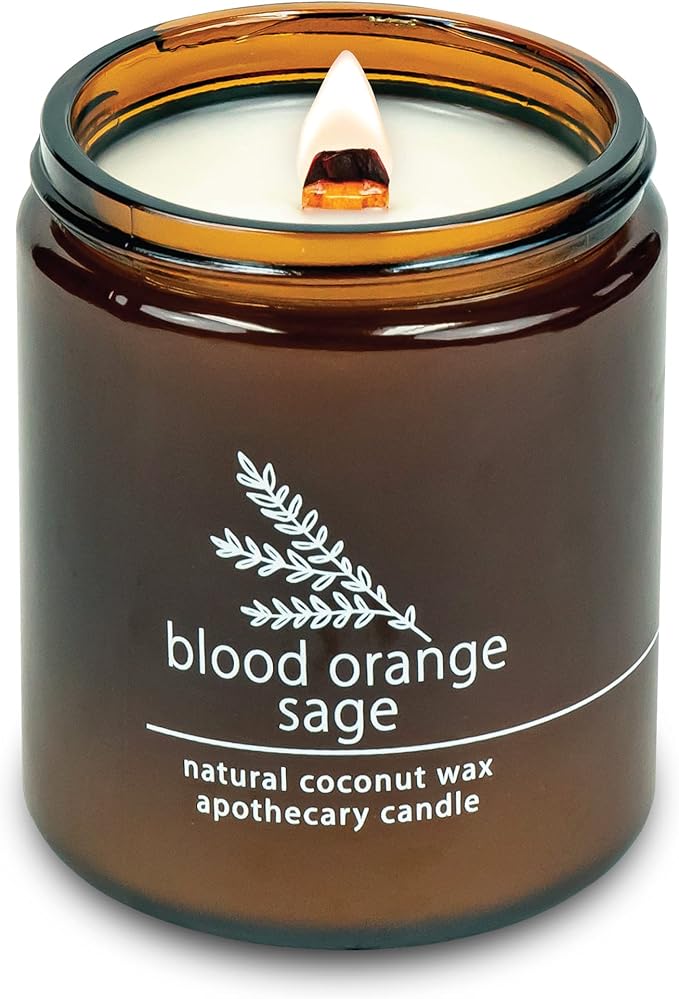Hemlock Park Blood Orange Sage Apothecary Hand-Poured Scented Candle | Crackling Wood Wick, Botanical Fragrance & Coconut ...