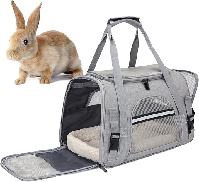 kathson Rabbit Travel Carrier Bag Airline Approved Pet Pocket Breathable Mesh Window Portable Hand Bag with Locking Safety...