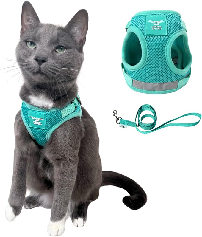 Travel Cat x Jackson Galaxy Harness and Leash Set - Adjustable Fit Mesh Cat Harness with Nylon Leash - Comfort, Escape Pro...