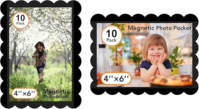 Mingting Magnetic Picture Frame, 10 Pack Magnetic Frame Reusable, Magnetic Photo Frames for Refrigerator 4x6” With Wavy Bo...