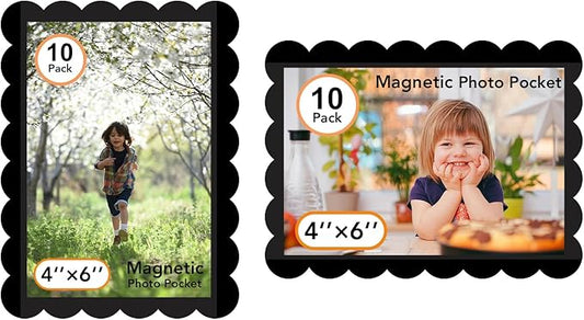 Mingting Magnetic Picture Frame, 10 Pack Magnetic Frame Reusable, Magnetic Photo Frames for Refrigerator 4x6” With Wavy Bo...