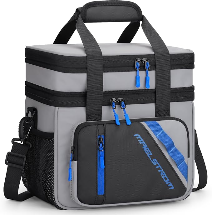Maelstrom Lunch Box, 20L Insulated Lunch Bag for Men Women, Expandable Double Deck Leakproof Cooler Bag with 6 Pockets, Re...