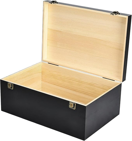 Useekoo Wooden Storage Box with Hinged Lid, 14.2” x 9.4” x 5.9" Large Wood Storage Boxes, Wooden Keepsake Box for Jewelry,...