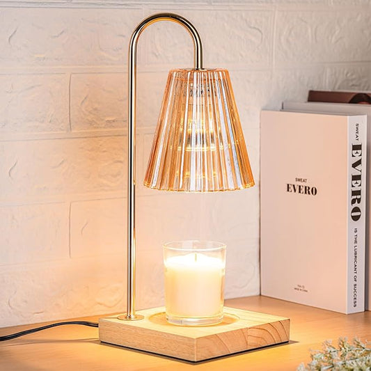 Marycele Candle Warmer Lamp with Timer, Vintage Amber Nightstand Candle Warming Lamp for Home Room Decor, Dimmable Wax War...