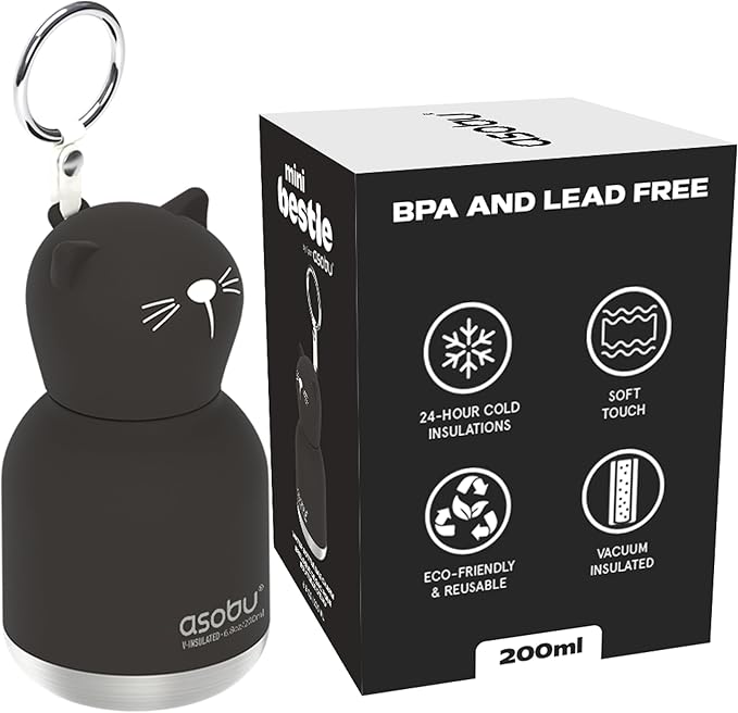 Mini Bestie Water Bottle Cute Collectible Character Bottle for All Ages Leakproof Stainless Steel, 6.7oz, BPA-Free with St...