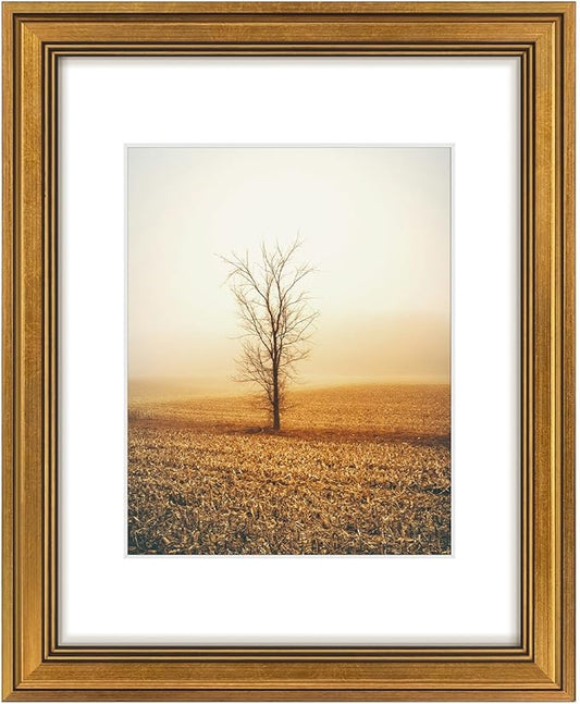 Golden State Art, 11x14 Photo Frame with White Mat for 8x10 Pictures & Real Glass, 1.25-Inch Wide, Dark Gold