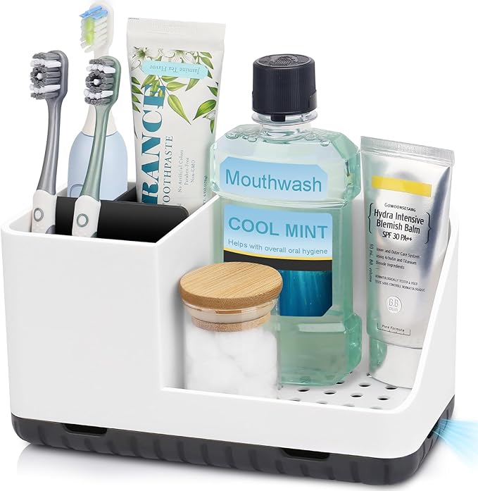 PARKMANI Bathroom Counter Organizer, Bathroom Organizers and Storage, Detachable Toothbrush Holders for Bathroom Vanity Si...