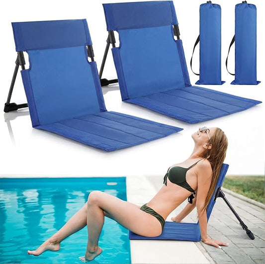 Karenhi 2 Pcs Foldable Poolside Chairs Portable Beach Chair Folding Poolside Chairs for Edge of Pool for Adults Traveling...