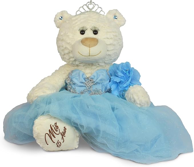 Kinnex Collections by Amanda Large 20” Quinceañera Teddy Bear Centerpiece – Elegant Dress, Oversized Keepsake Gift for 15 ...