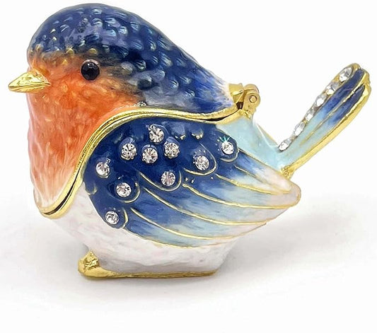 Robin Bird Jewelry Trinket Boxes Hinged Ring Box.Collectible Bird Figurines Home Decor Gifts for Women.Necklace Rings Earr...