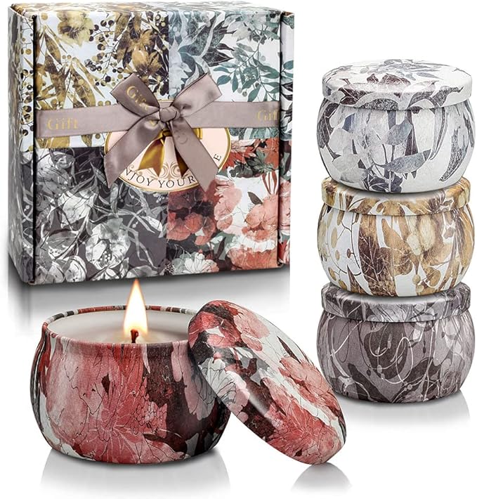 YINUO LIGHT Scented Candles Gifts Set for Women Aromatherapy Candles Stress Relief, Upgraded Large Tin of Soy Candle Scent...