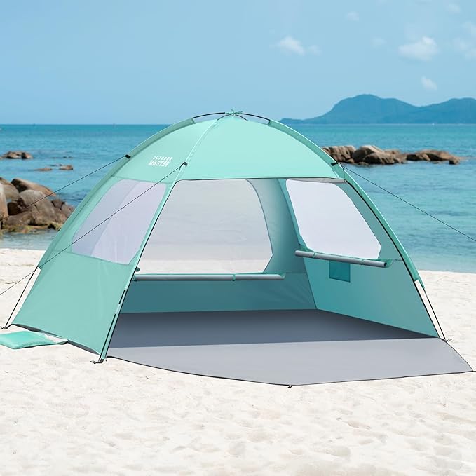 OutdoorMaster Beach Tent for 3/4/6/8 Person - Easy Setup Sun Shade Shelter, Portable Beach Shade Sun Canopy with UPF 50+ U...