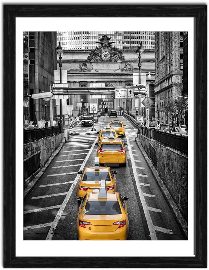 Finefrarm 12x16 Frames Display 11x14 Picture with Mat or 12 x 16 Photo Without Mats Black Picture Frames Wall Art for Livi...