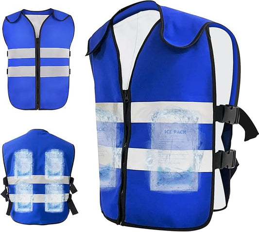 VVHOOY Cooling Vest for Men&Women,Reflective Ice Vest with 20 PCS Reusable Ice Packs,Adjustable Cool Jacket for Motorcycl...