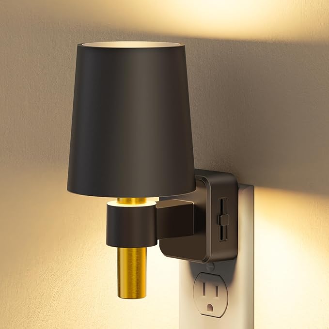 Briignite Night Light, Dimmable Night Lights Plug into Wall, Dusk to Dawn Sensor, Soft White 3000K, 0-100LM, Plug in Night...