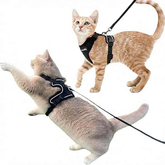 Luxelle 2 Pack Escape-Proof Cat Harness and Leash Set for Walking – Adjustable No Pull Soft Vest with Easy-Wear Buckle, Re...