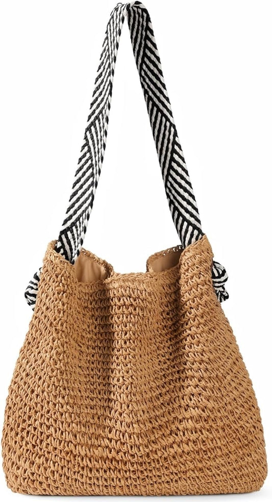 fauson Beach Bags for Women - Straw Bag Tote Bags Casual Boho Large Summer Crossbody Shoulder Handbags Purse