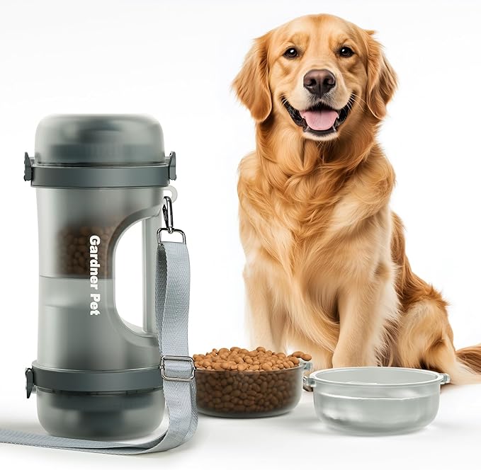 Gardner Pet Portable Dog Water Bottle&Food Container (49.6oz) – Leakproof Travel Water Bottle for Medium/Large Dogs (30+ l...