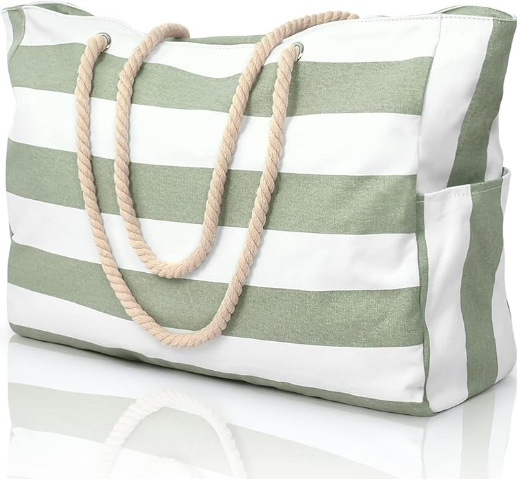 Becokan Beach Bags for Women Large Waterproof Beach Tote Bag Zipper Beach Bags Waterproof Sandproof Swim Pool Bag Large Tote