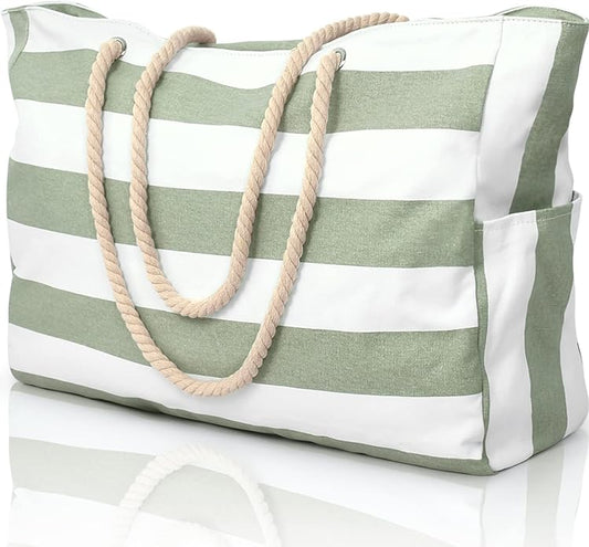 Becokan Beach Bags for Women Large Waterproof Beach Tote Bag Zipper Beach Bags Waterproof Sandproof Swim Pool Bag Large Tote