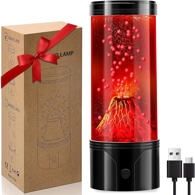 Volcano Lamp, Realistic Volcano Eruption Kids Night Light with USB/Battery Power,Leak-Proof,Cool Novelty Gift for Kids, Me...