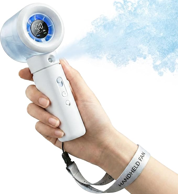 Cyromark Handheld Portable Fan with Misting, Safety Lock, High Speed & LED Display - Personal Fans Portable Rechargeable, ...