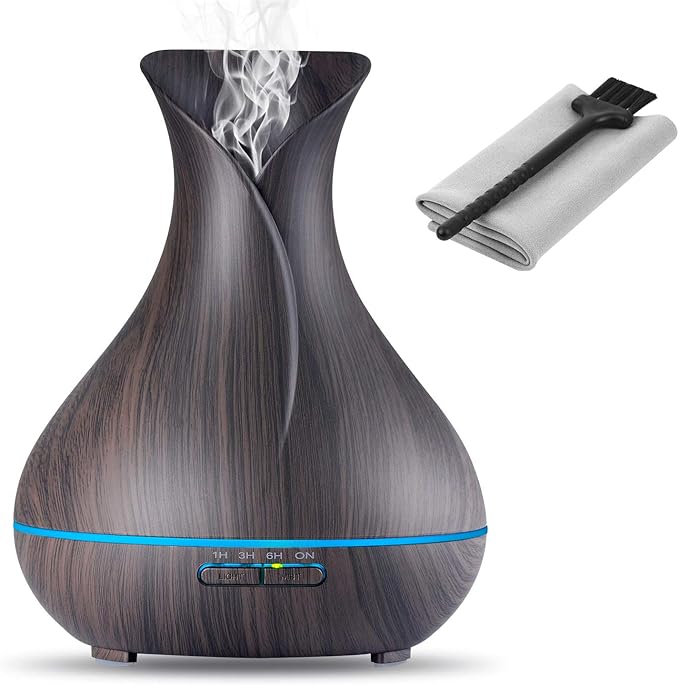 OliveTech Aroma Essential Oil Diffuser, 400ml Ultrasonic Cool Mist Humidifier with Waterless Auto Shut-Off and Cleaning Ki...