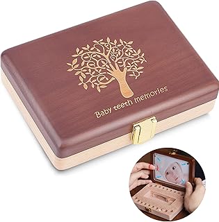 Yukidoke Baby Tooth Box, Baby Teeth Keepsake Box, Handmad Wooden Kids Tooth Fairy Holder, Lost Teeth First Curl Memory Box...