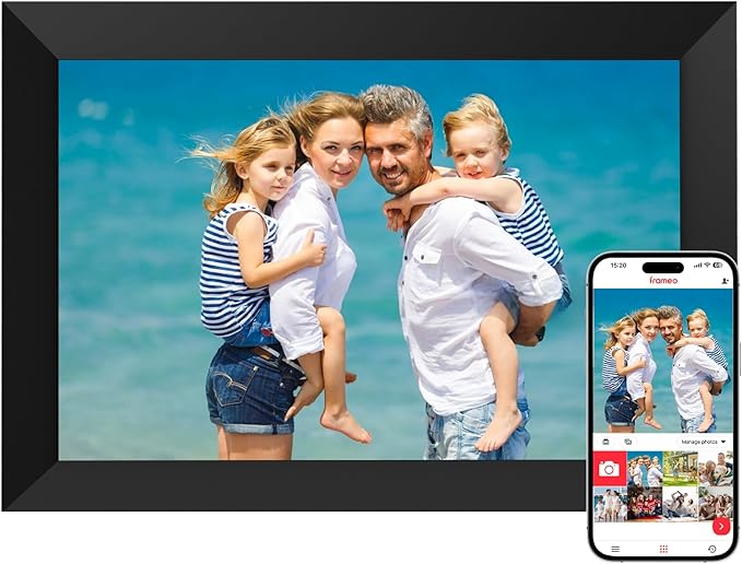 Frameo 10.1 Inch WiFi Digital Picture Frame, Digital Photo Frame with 1280x800 HD IPS Touch Screen, Auto-Rotate, Wall Moun...