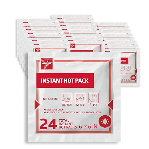 Medline Instant Warm Pack, Disposable, 6" x 6", 24 per Pack, Heat Packs for Pain Relief, Muscle Soreness and Increased Blo...