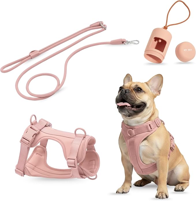 MY PET MARKET No Pull Dog Harness and Leash Set 3-in-1 Adjustable Anti Pull Dog Puppy Harness with Hands-Free Matching Lea...