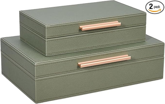 Decorative Storage Boxes with Lids 2-Set for Modern Home, Saving Space, Memory Boxes, PU Leather Keepsake Box, Photo Stora...