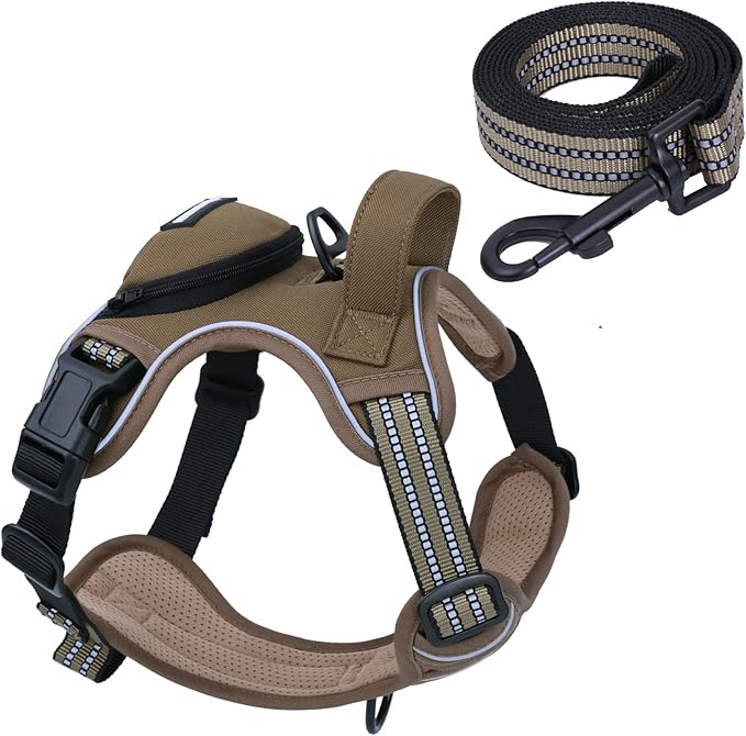 No Pull Dog Harness for Medium Dogs, Adjustable No Choke Pet Vest with Dog Leash Fit Smart Reflective Pet Walking Harness ...