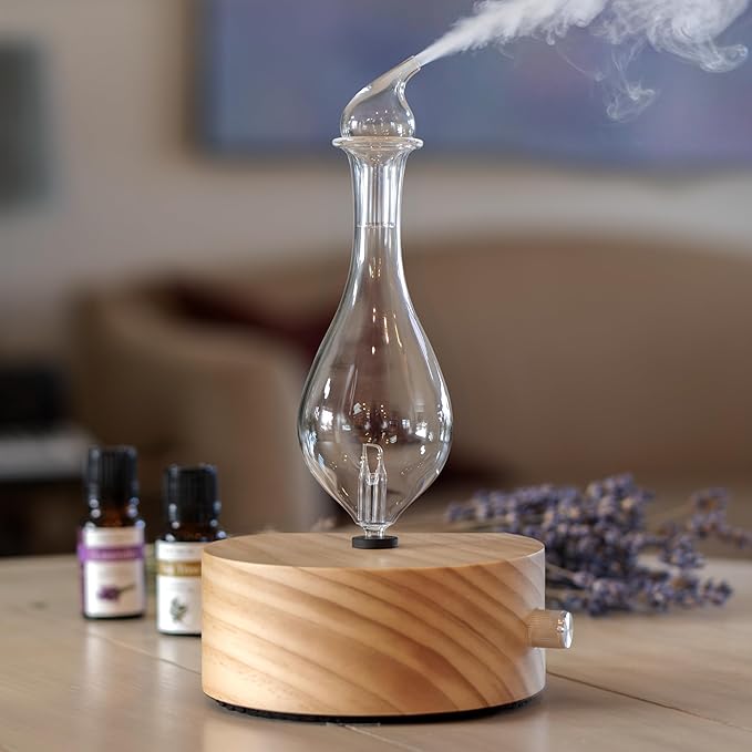 ArOmis Premium Glass Essential Oils Nebulizer - Waterless Diffuser for Aromatherapy - Handmade Oil Diffuser, Wooden Base, ...