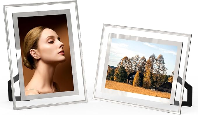 ECBEITF 4x6 Picture Frames Set of 2, Desktop Clear Glass Photo Frame Horizontal or Vertical Display for Landscape, Portrai...