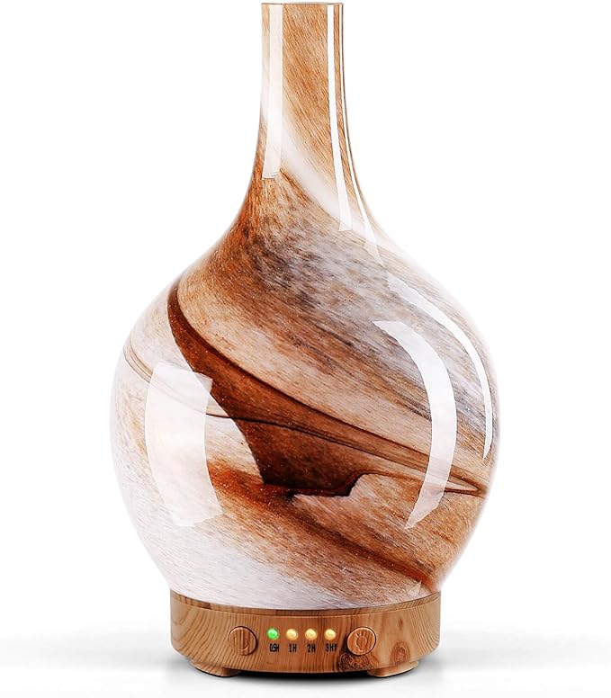 Porseme 150ml Glass Essential Oil Diffuser Aromatherapy Ultrasonic Cool Mist Humidifier 6 Running Hours Waterless Auto-Off...