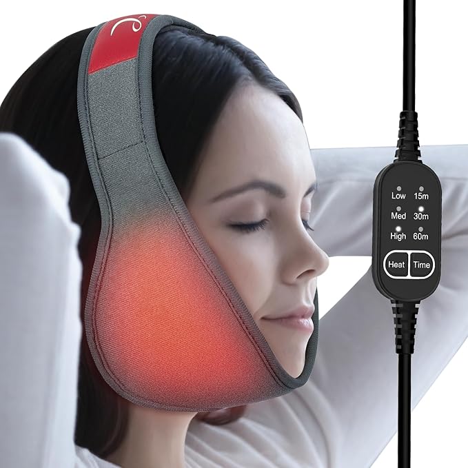 Comfytemp Face Heating Pad for TMJ Relief, Heated Face Mask with 3 Heat and Time Settings, USB Electric Wearable Heating P...