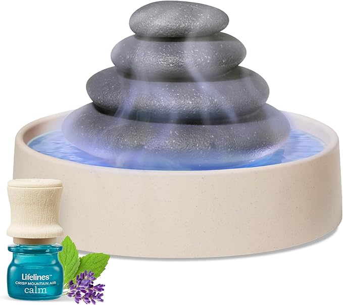 Lifelines Stacking Stones Aromatherapy Diffuser - Calming Sensory Oasis with Mesmerizing Aromatic Mist & Auto-Shut Off Fea...
