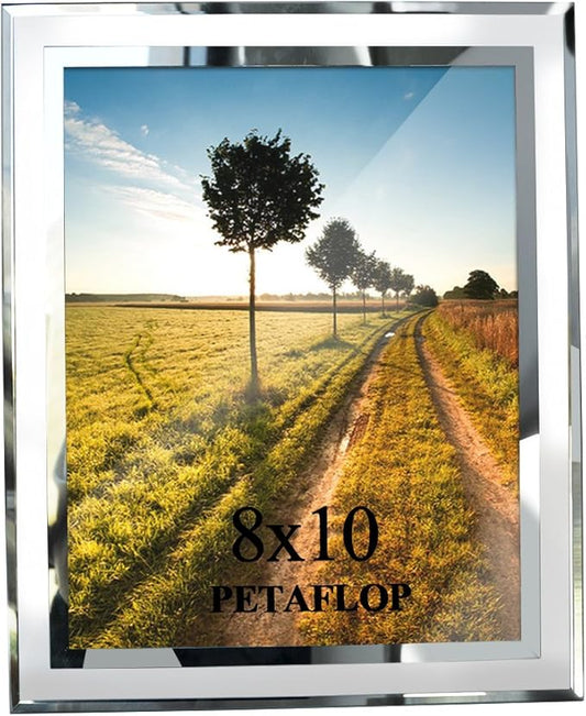 PETAFLOP 8x10 Picture Frame Glass Frames for 8 by 10 Pictures, Tabletop Display Vertically or Horizontally