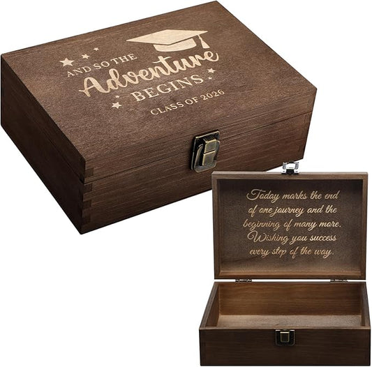 CroBlissful School Years Memory Box Graduation Keepsake Box 2026 Wooden Memory Boxes High School College Graduates Cap and...
