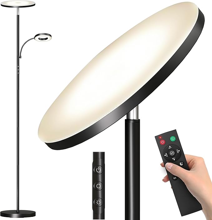marctronic Floor Lamp, Upgraded 42W 4000LM Super Bright LED Floor Lamp for Living Room Bedroom, Dimmable Standing Reading ...