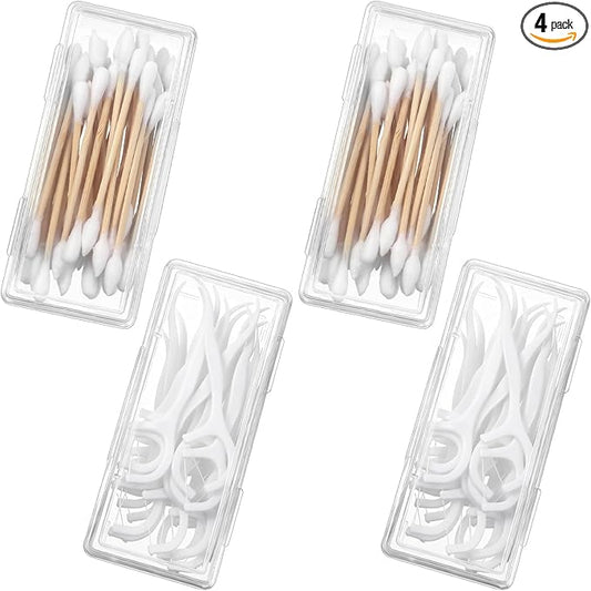 4PCS Cotton Swab Holder for Travel, Floss Picks Case, Portable Small Dental Floss Holders, Cotton Swab Boxs Travel Storage...